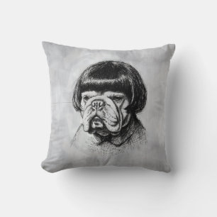Bulldog In a Wig (Style 1) Fine Art Cushion