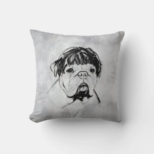 Bulldog In a Wig (Style 2) Fine Art Cushion