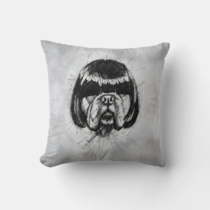 Bulldog In a Wig (Style 4) Fine Art Cushion