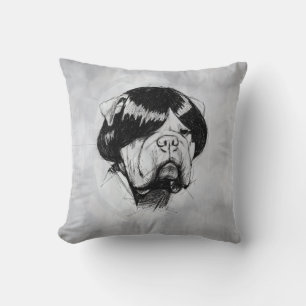 Bulldog In a Wig (Style 5) Fine Art Cushion