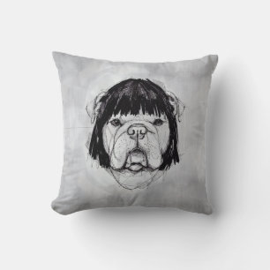 Bulldog In a Wig (Style 6) Fine Art Cushion