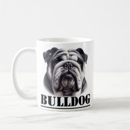 Bulldog in black & white coffee mug