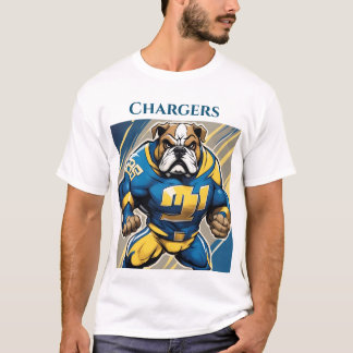 Bulldog in Chargers Coloured Cersey T-Shirt