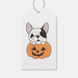 Bulldog In Pumpkin Cute Dogs Happy Halloween Gift Tags