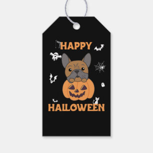 Bulldog In Pumpkin Cute Dogs Happy Halloween Gift Tags