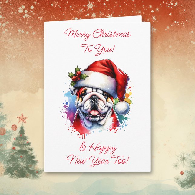  Bulldog in Santa Hat Personalised Christmas Card (Creator Uploaded)