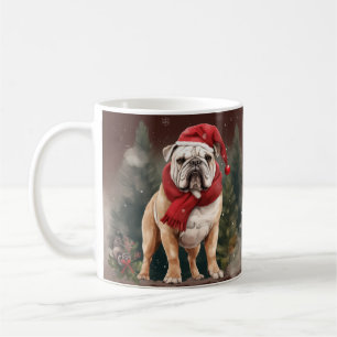 Bulldog in Snow Christmas Coffee Mug
