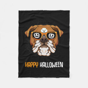 Bulldog In Sungles Lazy Halloween Costume Dog  Fleece Blanket