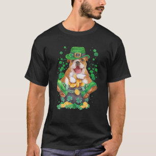 Bulldog Irish Dog Hat Shoes Clover Shamrock St.Pat T-Shirt