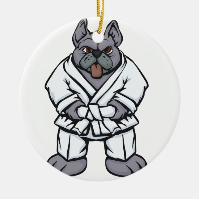 Bulldog jiu jitsu | choose background colour ceramic ornament (Front)