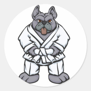 Bulldog jiu jitsu   choose background colour classic round sticker