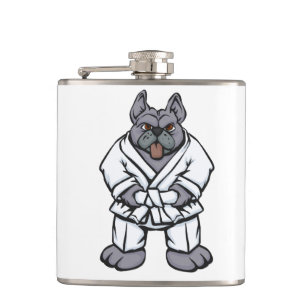 Bulldog jiu jitsu   choose background colour hip flask