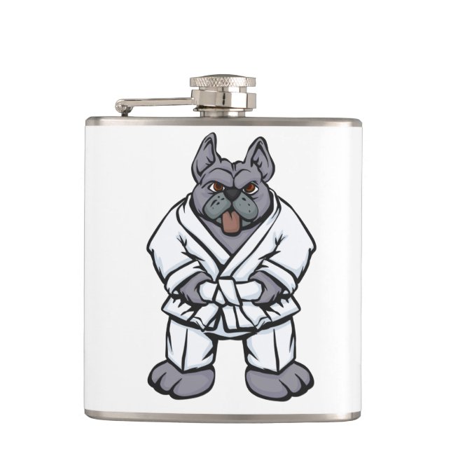 Bulldog jiu jitsu | choose background colour hip flask (Front)