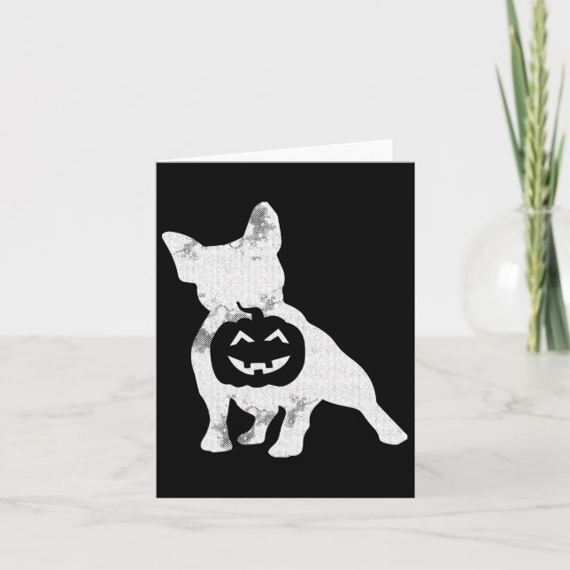 Bulldog Lazy Halloween Costume Cute Frenchie Pumpk Card (Front)