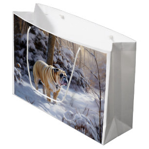 Bulldog Let It Snow Christmas Brushed Large Gift Bag