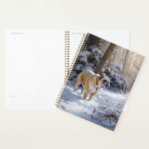 Bulldog Let It Snow Christmas Brushed Planner
