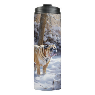 Bulldog Let It Snow Christmas Brushed  Thermal Tumbler