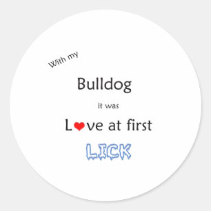 Bulldog Lick Design Classic Round Sticker