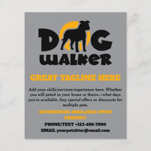 Bulldog Logo Dog Walker Pet Sitting Flyer
