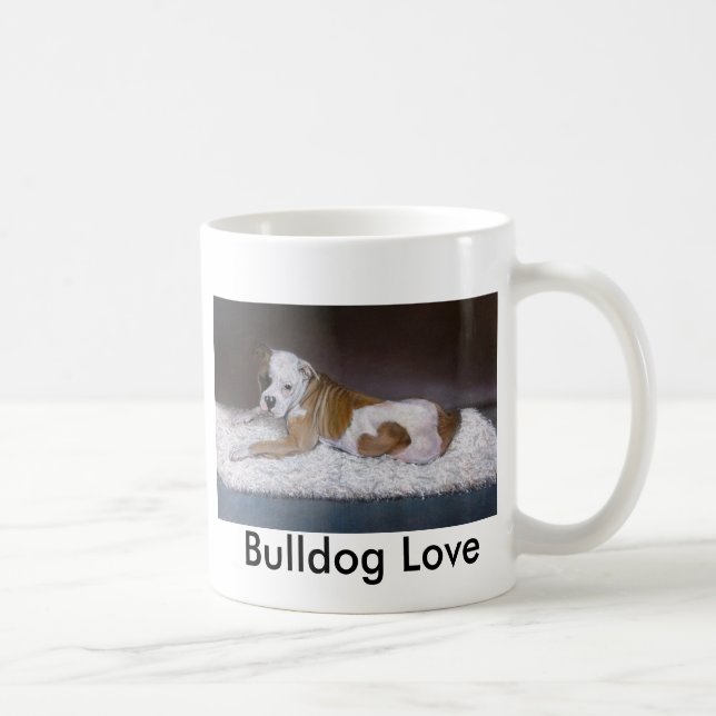 Bulldog Love. American Bulldog Painting Coffee Mug (Right)