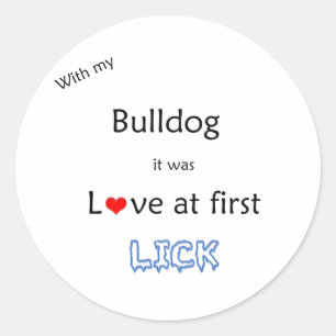 Bulldog Love at First Lick - Sticker
