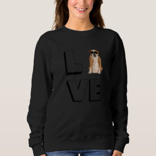 Bulldog Love Heart Sunglasses Dog English Bulldog  Sweatshirt