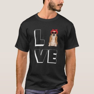 Bulldog Love Heart Sunglasses Dog English Bulldog  T-Shirt