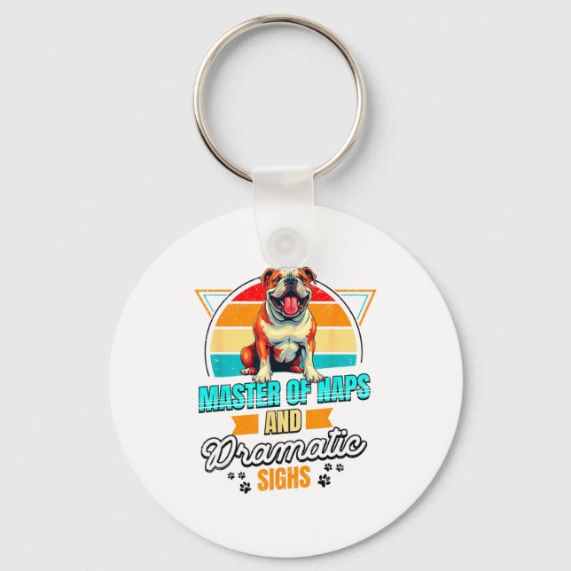 Bulldog Lover Funny Bulldog Retro  Key Ring (Front)