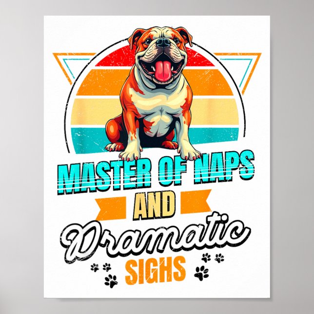 Bulldog Lover Funny Bulldog Retro  Poster (Front)
