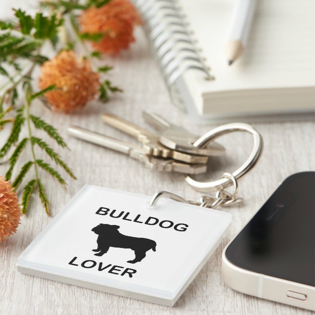 bulldog lover key ring (Front Right)