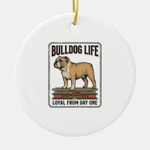 Bulldog Lover Shirt Vintage Engraved Dog Art_1 Ceramic Ornament
