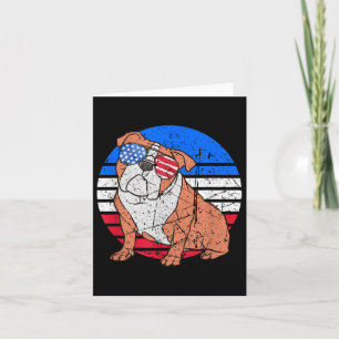 Bulldog Lover Sungles Patriotic American Flag  Card