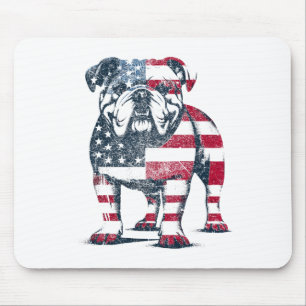 Bulldog Lovers American Flag Patriotic United Stat Mouse Pad