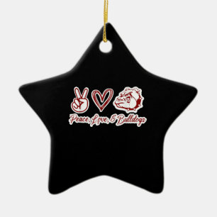 Bulldog Lovers Bulldog Peace Love Bulldog Owner Ceramic Ornament
