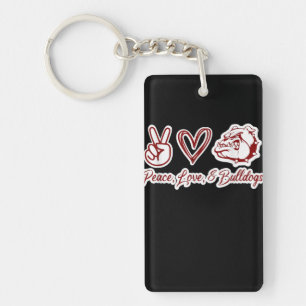Bulldog Lovers   Bulldog Peace Love Bulldog Owner Key Ring