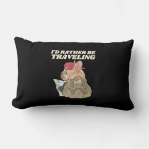 Bulldog Lovers I’d Rather Be Travelling Bulldog Lumbar Cushion