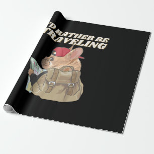 Bulldog Lovers I’d Rather Be Travelling Bulldog Wrapping Paper