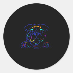 Bulldog Lovers Line Drawing Artsy Bulldog  Classic Round Sticker
