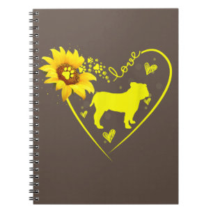 Bulldog Lovers   Love Bulldog Sunflower Dog Lover Notebook