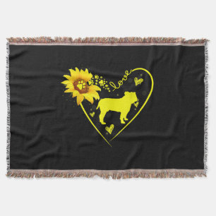 Bulldog Lovers Love Bulldog Sunflower Dog Lover Throw Blanket