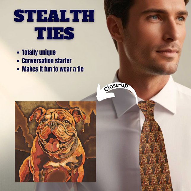 Bulldog Lover's Novelty Stealth Neck Tie (Creator Uploaded)