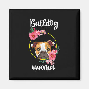 Bulldog Mama Dog Mum Floral  Magnet
