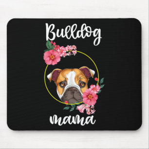Bulldog Mama Dog Mum Floral Mouse Pad