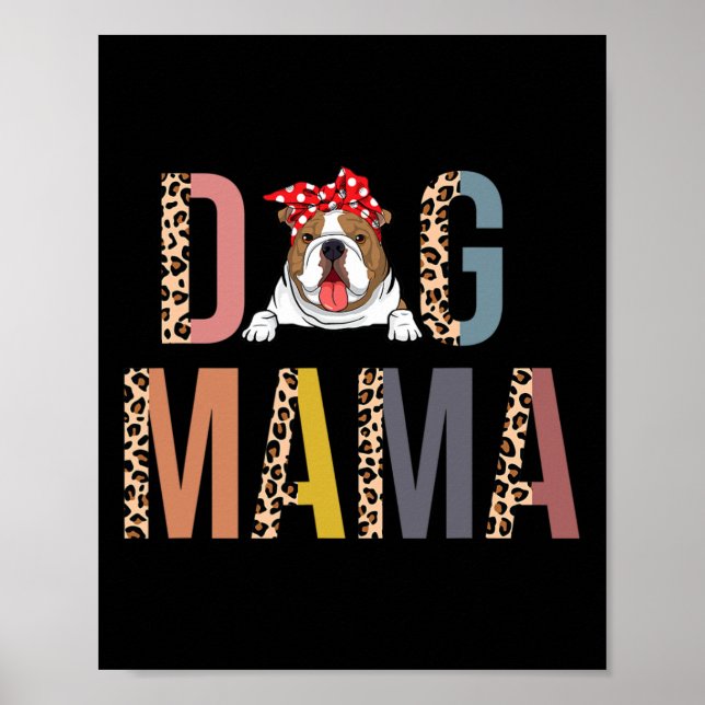 Bulldog Mama Leopard Print Dog Mum  (Front)