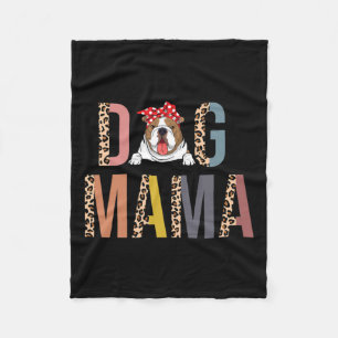 Bulldog Mama Leopard Print Dog Mum Fleece Blanket