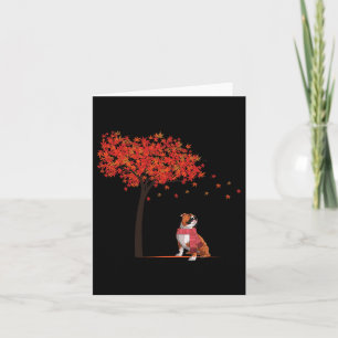Bulldog Maple Tree Thanksgiving Day Cute Dog Fall Card