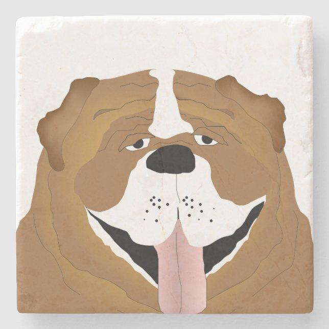 Bulldog Marble Stone Coaster (Front)
