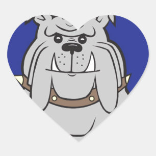 Bulldog Mascot On Blue Design Style Heart Sticker