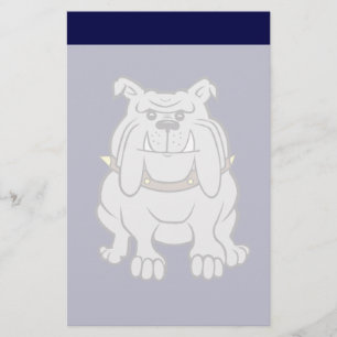 Bulldog Mascot on Blue Stationery