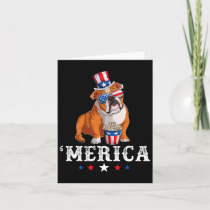 Bulldog Men Women Usa American Flag English Bulldo Card